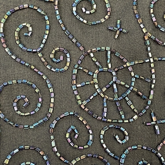 Vintage Laurence Kazar Black Silk Beaded Evening Cocktail Shift Dress Sz MP - Picture 10 of 11